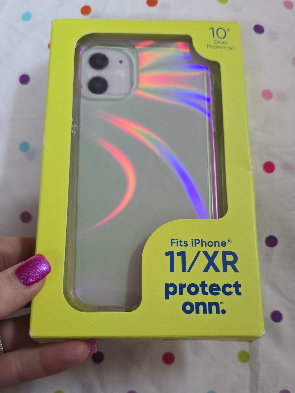 Onn. Holographic Clear Phone Case for iPhone 11/XR - Iridescent Clear